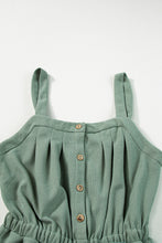 Cargar imagen en el visor de la galería, Moss Green Knotted Straps Button Textured Drawstring Jumpsuit
