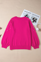 Cargar imagen en el visor de la galería, Strawberry Pink Pearled Decor Raglan Sleeve Plus Size Sweater
