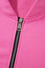 Cargar imagen en el visor de la galería, Bright Pink Solid Seamed Zipper Jacket and Drawstring Waist Pants Set
