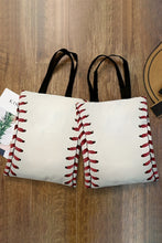 Cargar imagen en el visor de la galería, White Baseball Print Canvas Tote Bag
