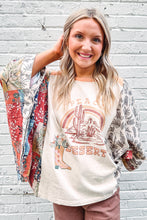 Load image into Gallery viewer, Multicolour Asymmetric Printed Patchwork Sleeve Peace Desert Graphic Top
