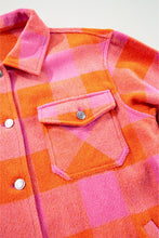 Load image into Gallery viewer, Orange Plaid Chest Pockets Button-up Turn Down Collar Jacket
