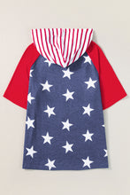 Load image into Gallery viewer, Fiery Red Stars and Stripes Print Drawstring Hooded T Shirt
