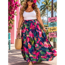 Load image into Gallery viewer, Tropical Floral Maxi Skirt in Navy and Pink with Floral Print

