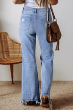 Cargar imagen en el visor de la galería, Ashleigh Blue Acid Wash Raw Hem High Waist Flared Jeans
