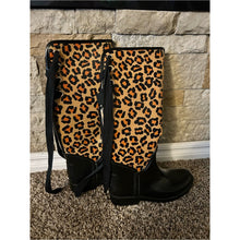 Load image into Gallery viewer, Authentic Coach Leopard-Print Leather Knee Boots - Black &amp; Brown
