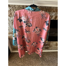Load image into Gallery viewer, Silky Teal Robe with Floral Pink Robe and Teal Sleeves
