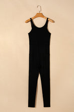 Load image into Gallery viewer, Black High Waist Backless Side Pockets Sports Jumpsuit
