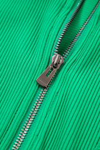 Load image into Gallery viewer, Bright Green Textured Short Sleeve Half Zip Drawstring Waist Romper

