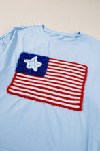 Load image into Gallery viewer, Beau Blue Tinsel American Flag Graphic Drop Shoulder T-shirt
