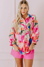 Load image into Gallery viewer, Rose Abstract Print Ruffled Puff Sleeve Shirt
