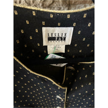 Cargar imagen en el visor de la galería, Vintage Leslie Faye Black &amp; Gold Studded Women's Blazer Jacket
