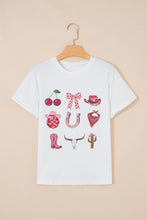 Cargar imagen en el visor de la galería, White Coquette Cowgirl Elements Printed Relaxed Tee
