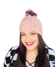 Load image into Gallery viewer, Pearl and Bling Pom Pom Beanies
