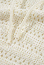 Load image into Gallery viewer, White Pointelle Knit Raglan Sleeve Hooded Sweater
