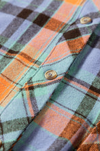 Load image into Gallery viewer, Orange Plus Size Plaid Print Buttoned Shirt
