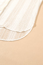 Cargar imagen en el visor de la galería, Beige Lace Crochet Collared Tunic Oversized Shirt
