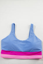 Cargar imagen en el visor de la galería, Light Blue Colorblock High Waisted Bikini Swimsuit
