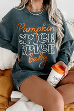 Load image into Gallery viewer, Dark Grey Halloween Pumpkin Spice Baby Graphic Textured Sweatshirt
