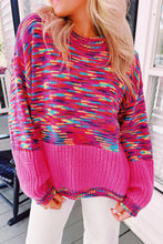 Cargar imagen en el visor de la galería, Bright Pink Rainbow Confetti Drop Shoulder Sweater
