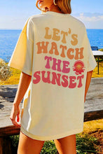 Load image into Gallery viewer, Yellow Cream Back LET&#39;S WATCH THE SUNSET Print Half Sleeve Tee
