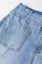 Load image into Gallery viewer, Light Blue Fly Button Exposed Seam Patched Pocket Flare Jeans
