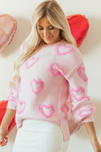 Cargar imagen en el visor de la galería, Pink Heart Shape Bubble Sleeve Baggy Sweater
