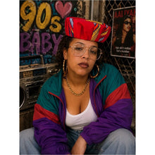 Load image into Gallery viewer, Bold Red African Print Pillbox Beret - 90s Women’s Hat
