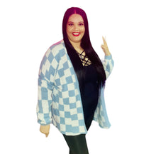 Load image into Gallery viewer, Baby Blue Checkerboard Sweater
