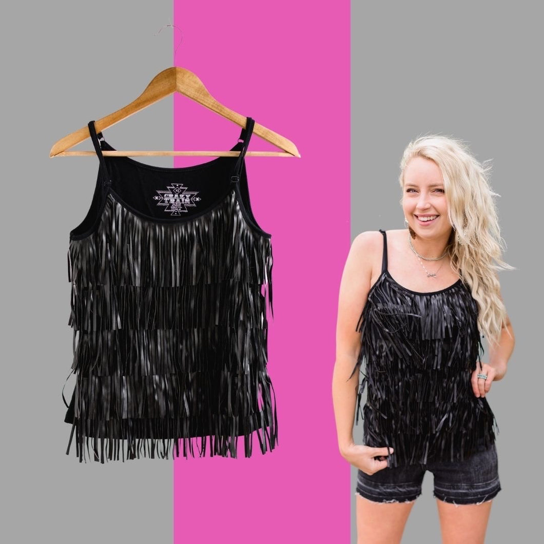 Crazy Train Black Fringe Top