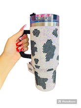 Load image into Gallery viewer, Cowgirl Cow Print Crystal Tumbler with Metal &amp; Plastic Straw With Cleaner
