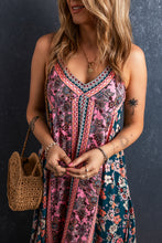 Cargar imagen en el visor de la galería, Pink Bohemian Floral Patchwork Print Long Sundress
