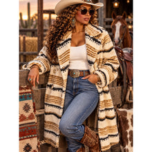 Load image into Gallery viewer, Brand New Torrid Aztec Cream &amp; Tan Striped Teddy Coat
