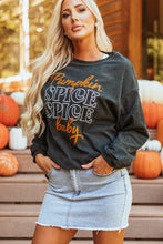 Load image into Gallery viewer, Dark Grey Halloween Pumpkin Spice Baby Graphic Textured Sweatshirt
