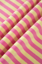Cargar imagen en el visor de la galería, Pink Stripe Colorblock Trim Crew Neck Loose Tee Drawstring Elastic Waist 2pcs Pant Set
