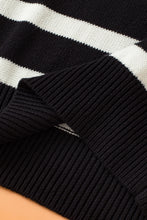 Cargar imagen en el visor de la galería, Black Stripe Zipped Collar Knit Sweater Tank
