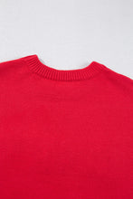 Cargar imagen en el visor de la galería, Fiery Red Tinsel Merry Letter Drop Shoulder Baggy Sweater
