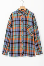 Load image into Gallery viewer, Orange Plus Size Plaid Print Buttoned Shirt
