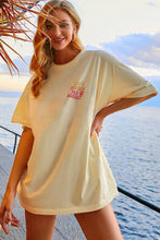 Load image into Gallery viewer, Yellow Cream Back LET&#39;S WATCH THE SUNSET Print Half Sleeve Tee
