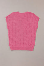 Cargar imagen en el visor de la galería, Bright Pink Lattice Textured Knit Short Sleeve Top
