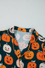 Cargar imagen en el visor de la galería, Orange Halloween Pattern Short Sleeve Shirt Pajama Set
