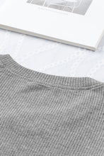 Cargar imagen en el visor de la galería, Gray Dotty Mesh Ruffle Sleeve Ribbed Knit Top
