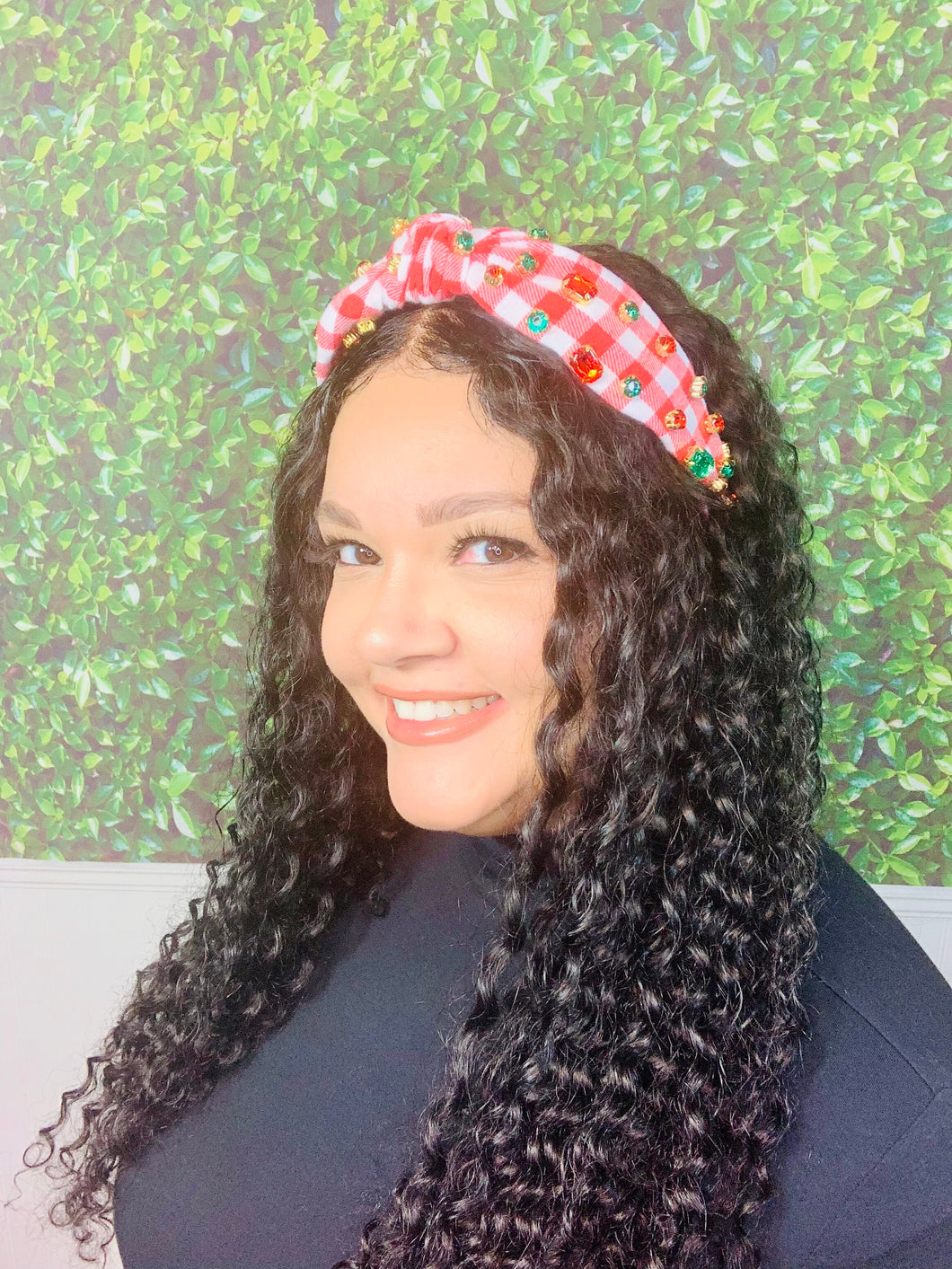 Christmas Red Gingham Bling Headband