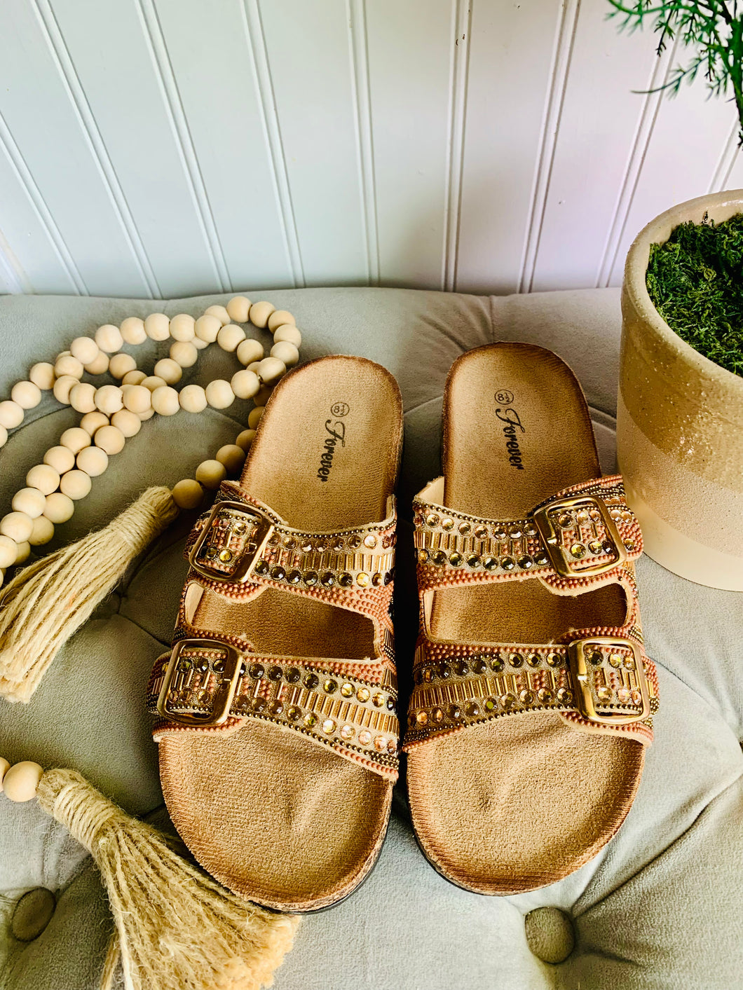 Nude Sprinkle Buckle Sandals