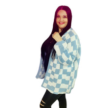 Cargar imagen en el visor de la galería, Baby Blue Checkerboard Sweater
