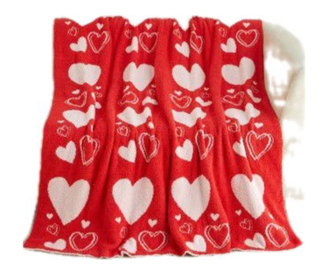 Valentine's Red and White Heart Blanket Comforter 50 x 60