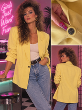 Load image into Gallery viewer, Bobbie Brooks Vintage Retro 80s Bright Yellow Chartreuse Oversized Blazer Jacket

