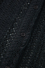 Cargar imagen en el visor de la galería, Black Lace Crochet Collared Tunic Oversized Shirt
