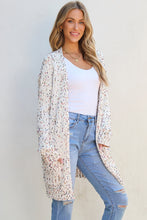 Load image into Gallery viewer, White Multicolor Dotted Rib Knit Long Sleeve Cardigan
