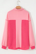 Load image into Gallery viewer, Peach Blossom Two Tone Contrast Waffle Knit Buttoned Loose Shacket
